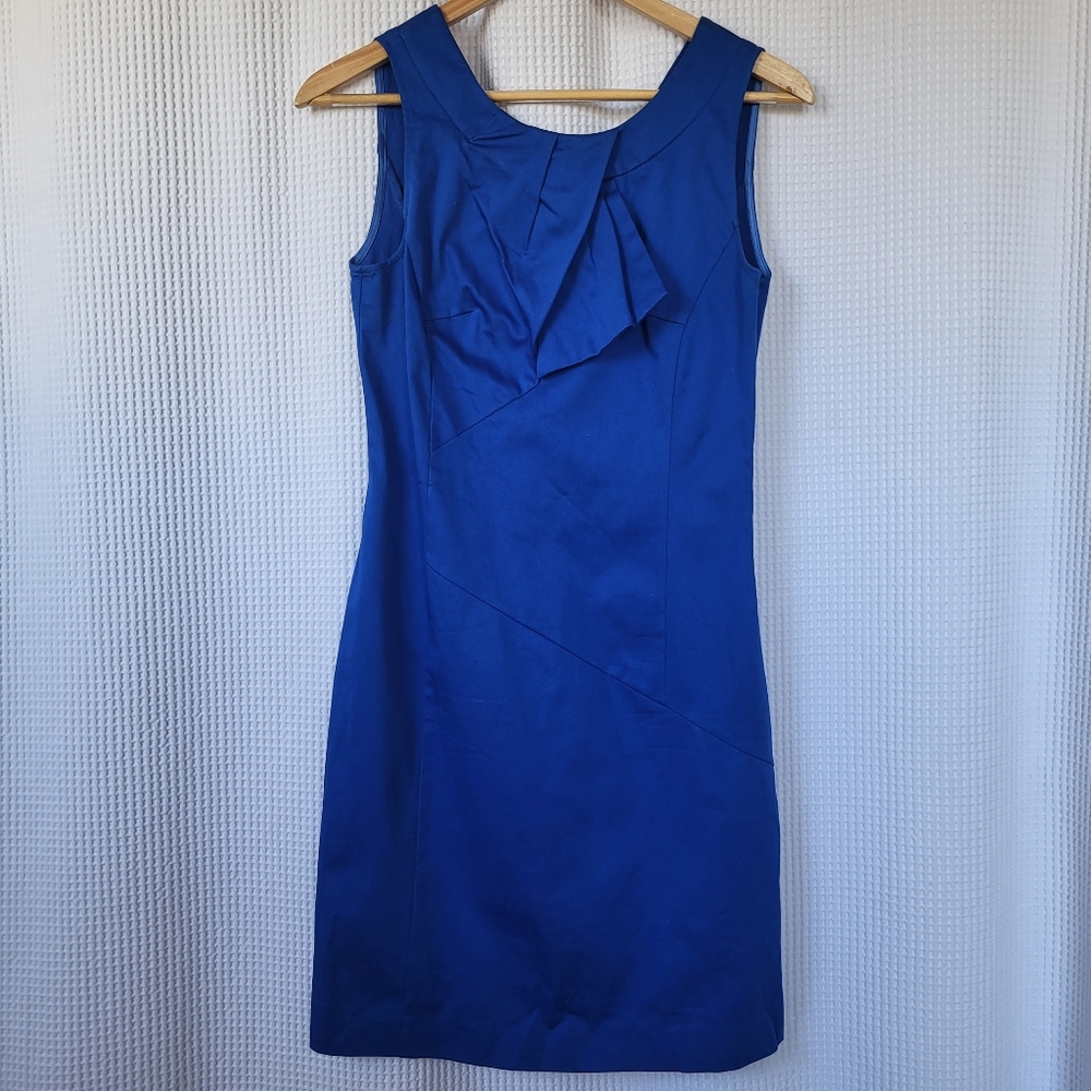 Didier Parakian blue sateen fitted dress